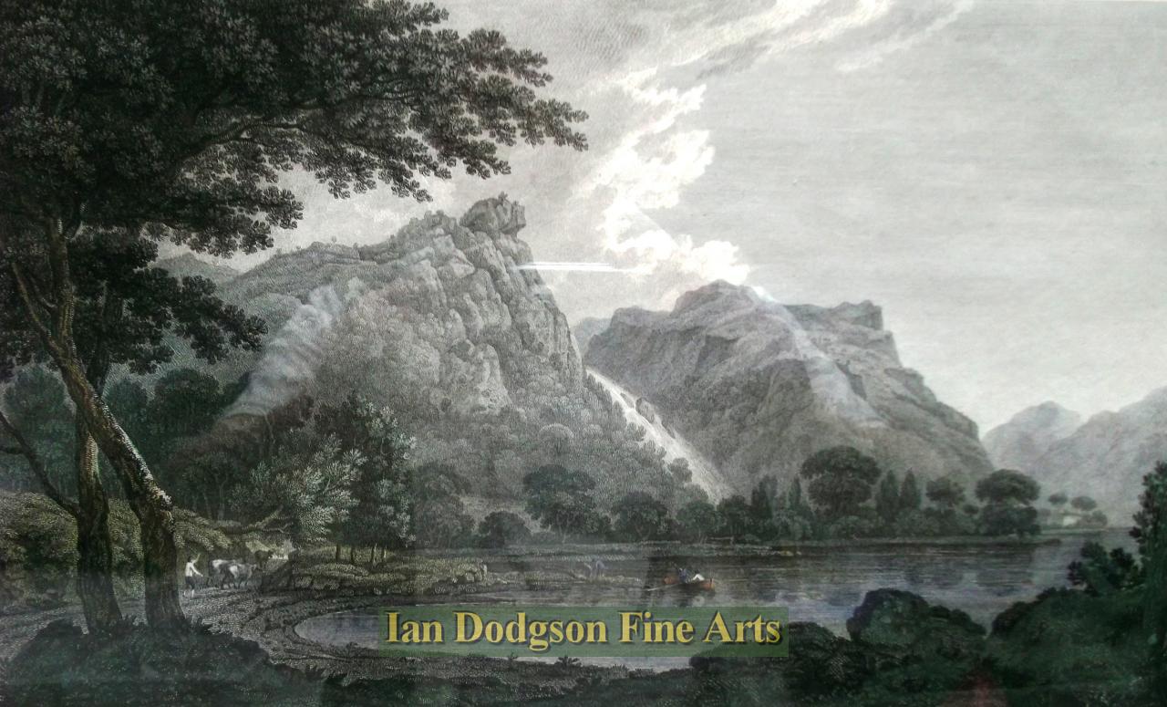 Joseph Farington - Lowdore Waterfall Handcoloured etchings, Georgian era (1788)