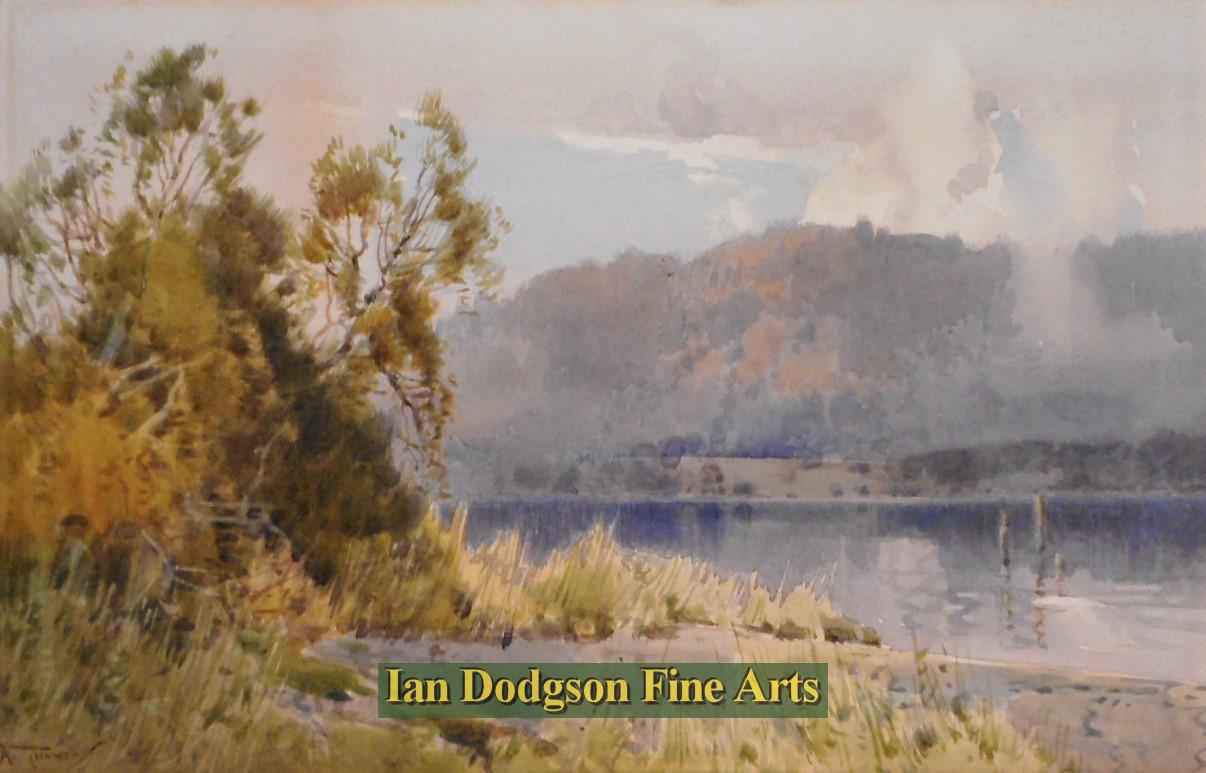 Arthur Tucker - Misty morning, Windermere Watercolour (c1910)