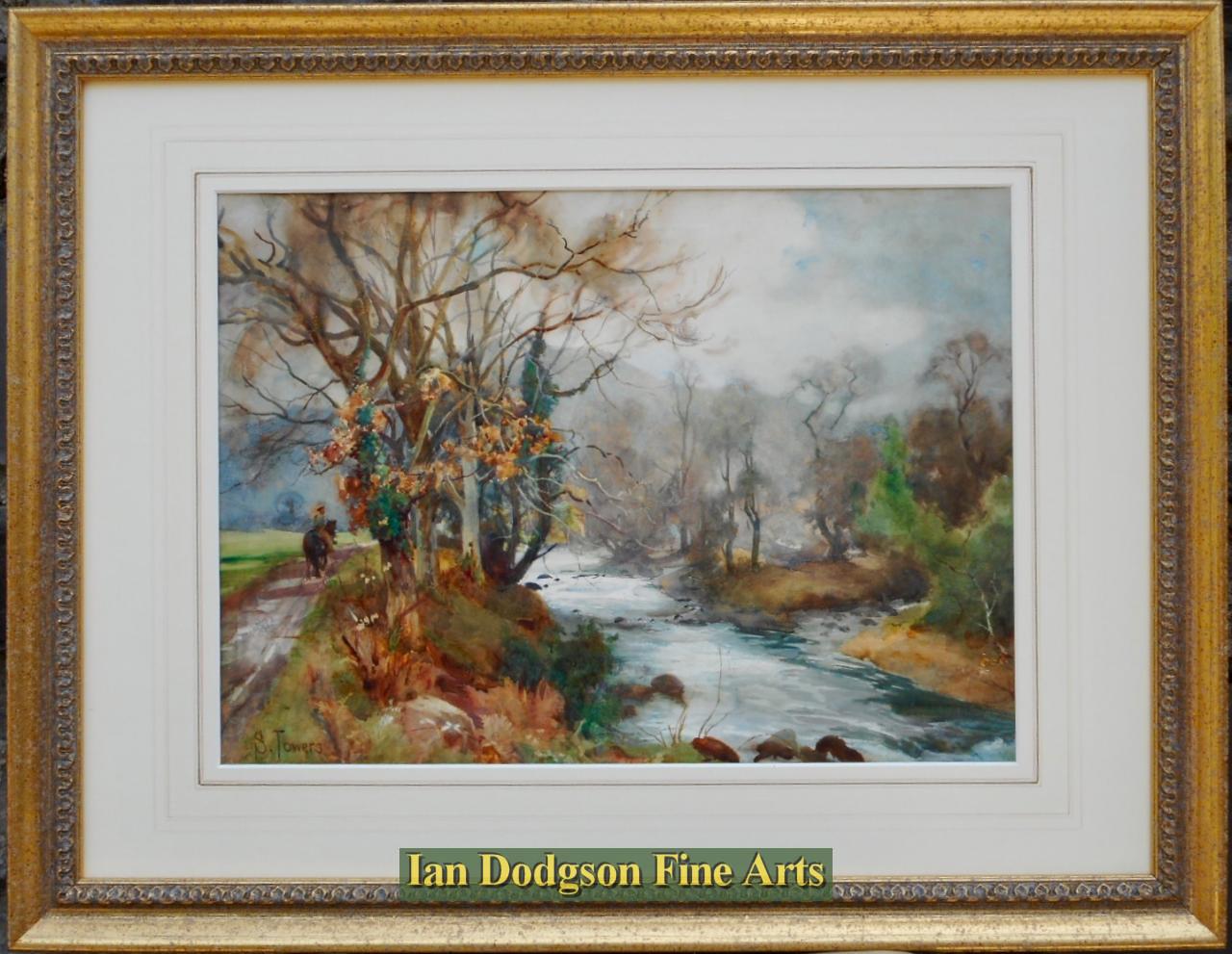 Samuel Towers - Meeting of the waters, Llugwy. Watercolour (c1900)