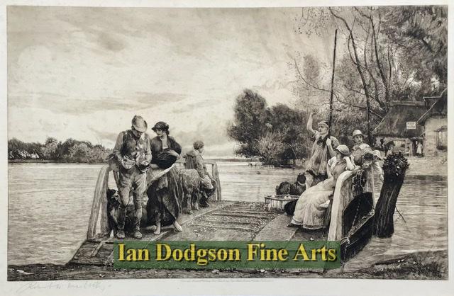 Robert Walker Macbeth - Ferry to the Rose and Thistle Dry point etching (c1890)