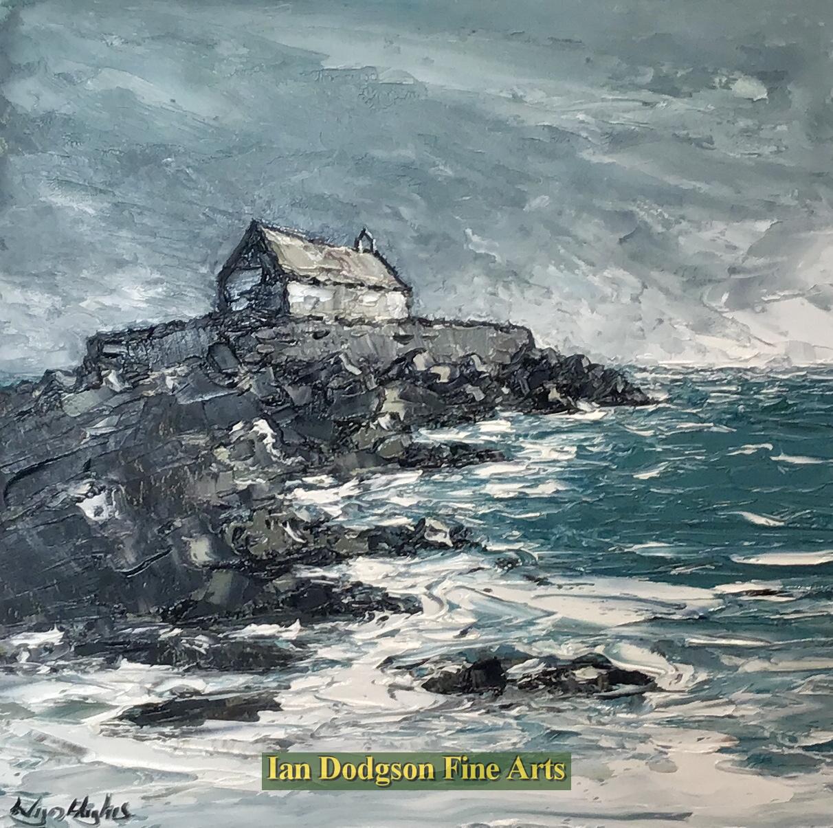 Wyn Hughes - Church in the sea Oil on board (2021)